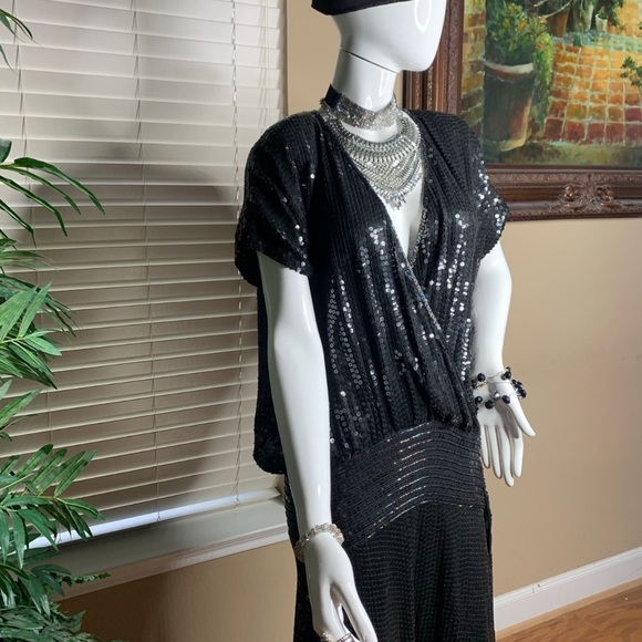 Black Sequence Dress 1920’s Style Size 8 - Picture 7 of 16